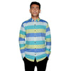 Stripe Button-Up Shirt - Blue, Yellow & Green