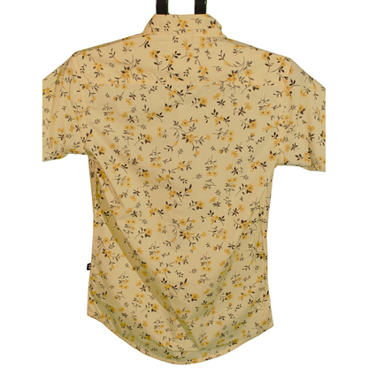 Yellow and Blue leaf Print Shirt