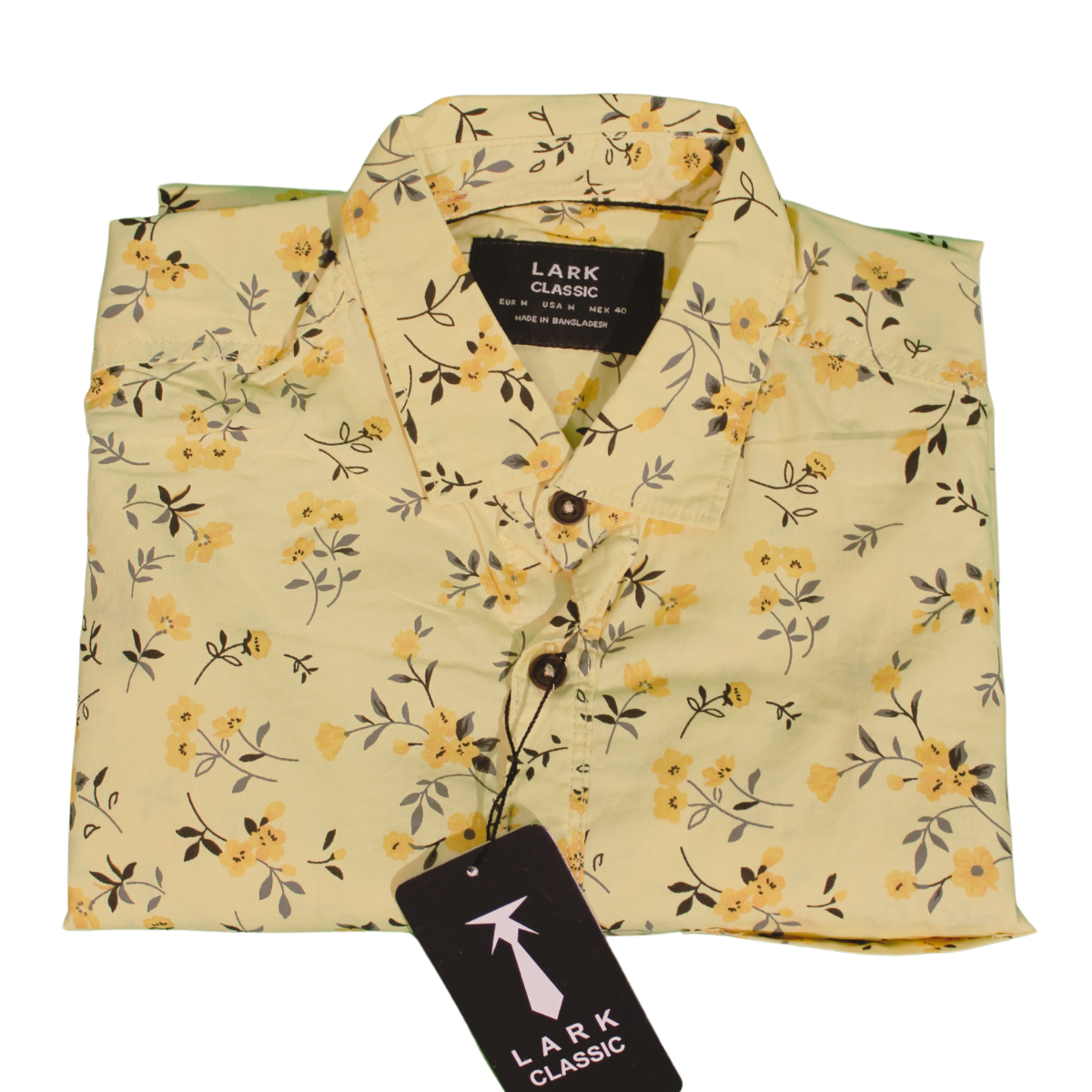 Yellow and Blue leaf Print Shirt