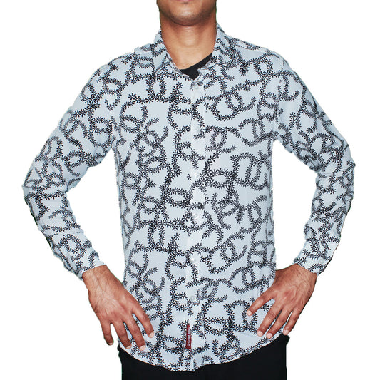 Zigzag Floral Print Shirt - White