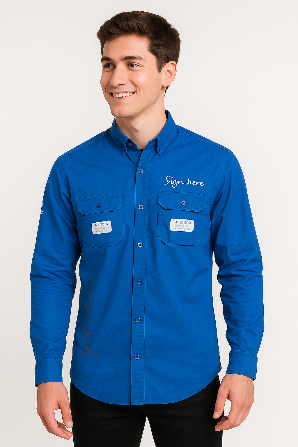 Blue Graphic Printed Shirt - Image 5