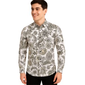 Floral Paisley Print Shirt - White & Black