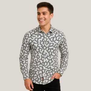 Floral Print Button-Up Shirt - White