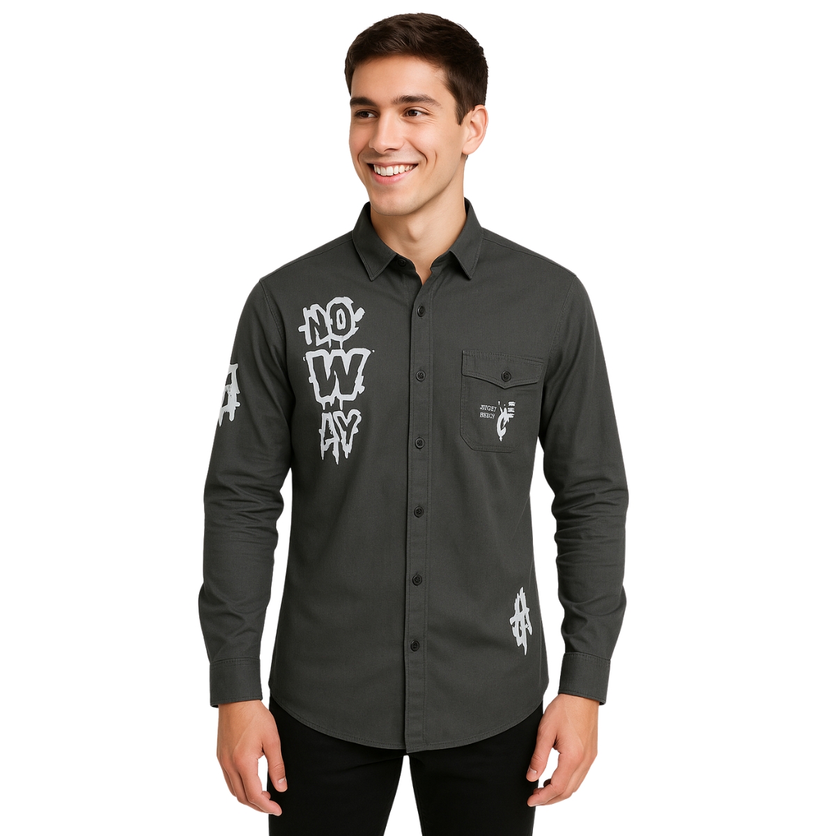 Graphic Print Shirt - Olive Green