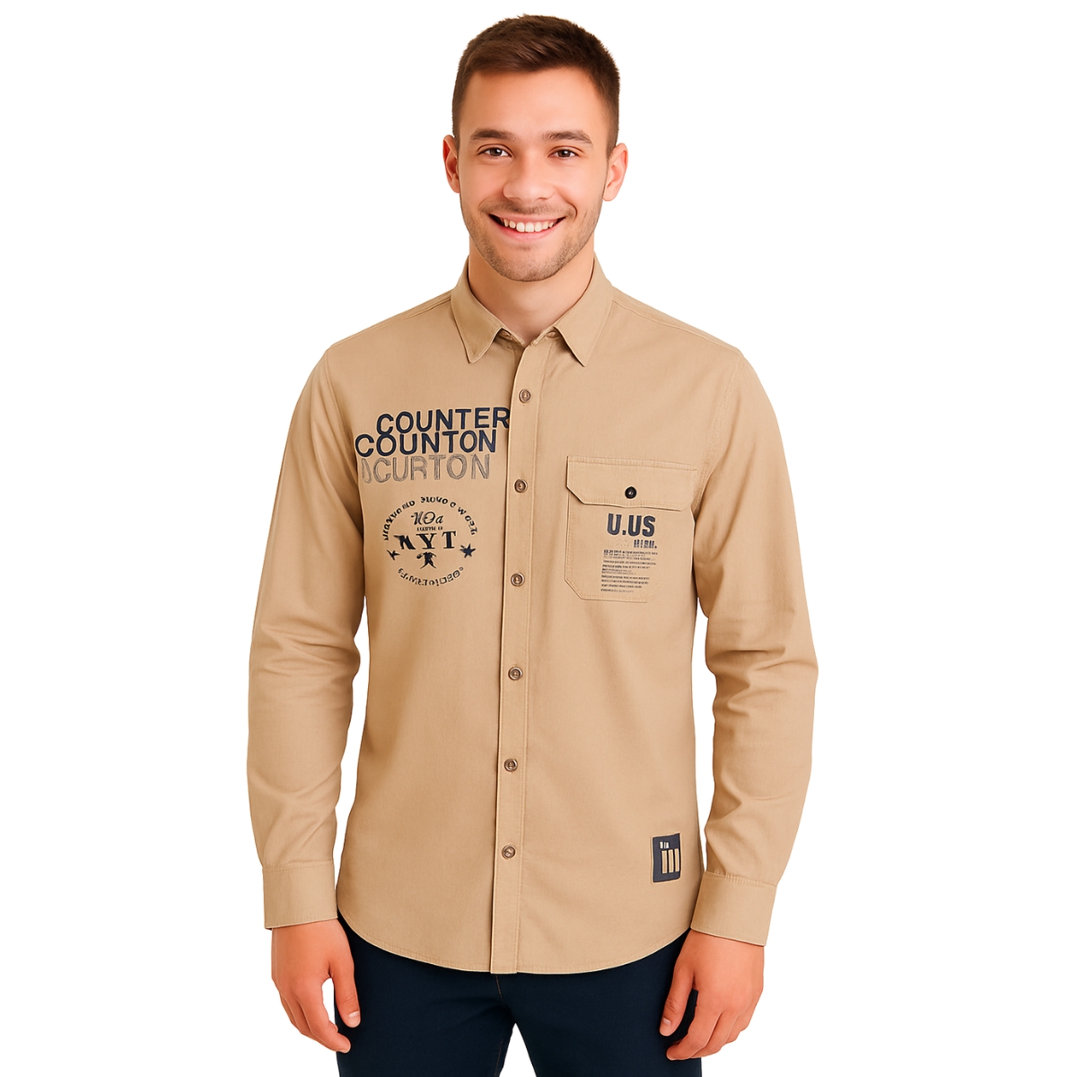 Light Pink Graphic Print Long Sleeve Shirt