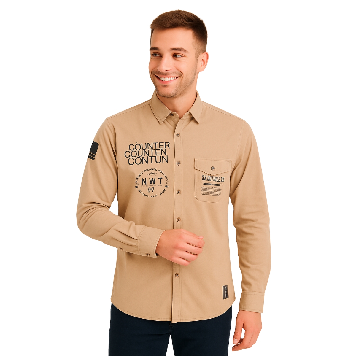 Light Pink Graphic Print Long Sleeve Shirt - Image 3