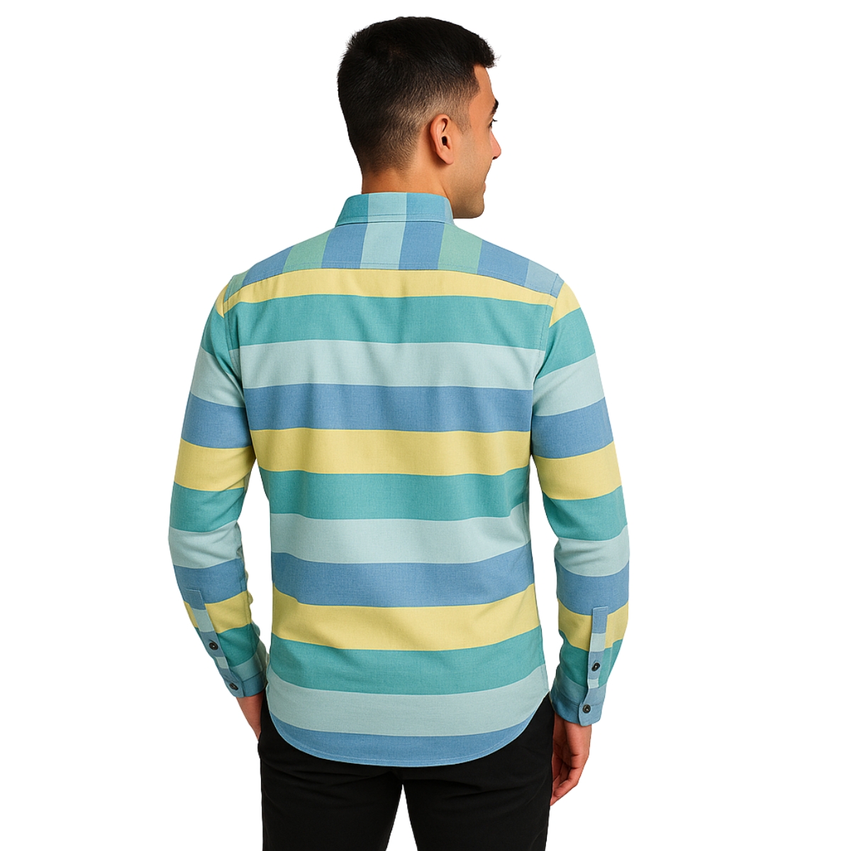 Multi-Stripe Shirt - Blue, Yellow & Green - Image 4