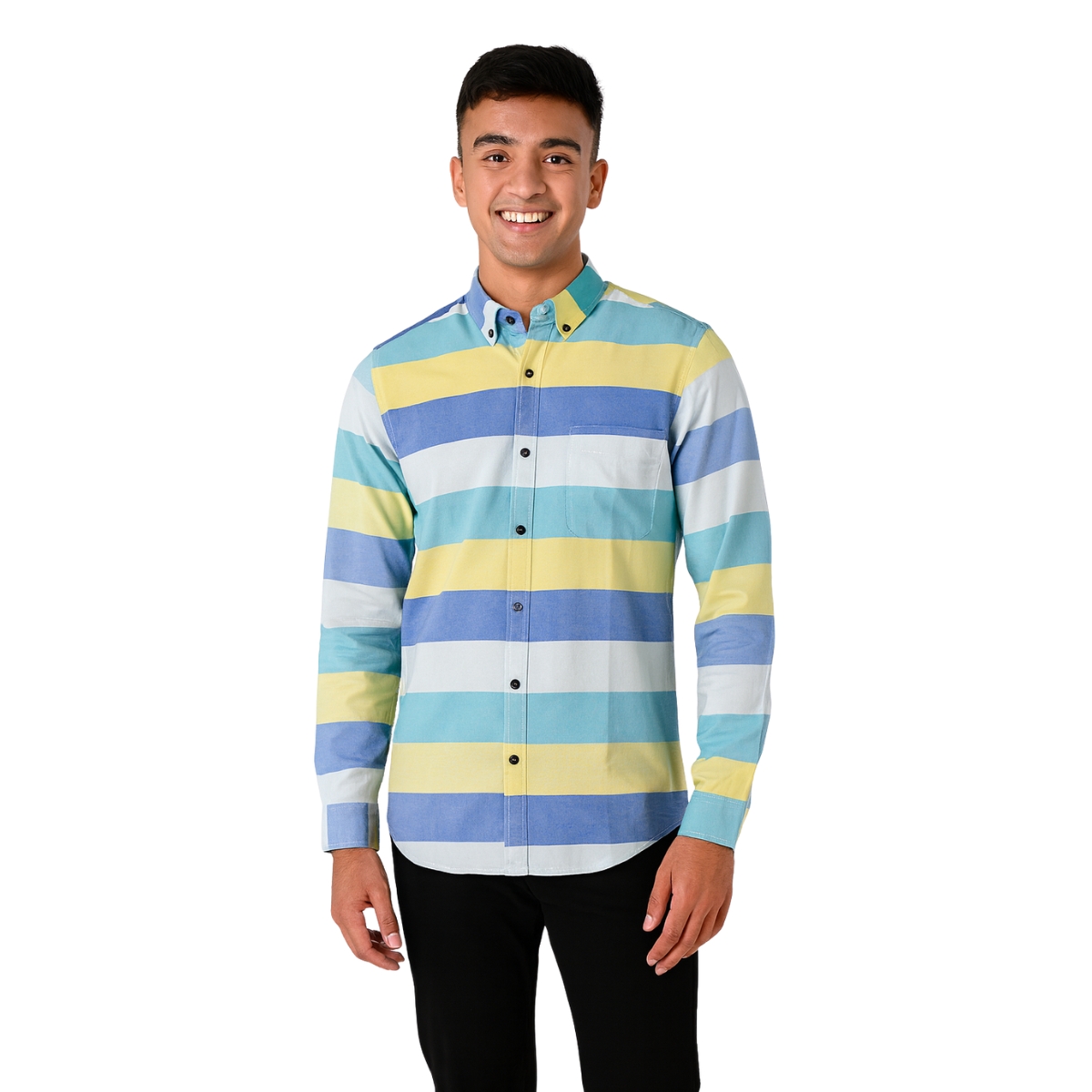 Multi-Stripe Shirt - Blue, Yellow & Green - Image 6