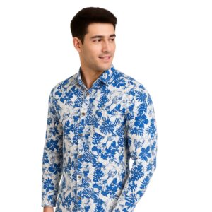 Tropical Floral Navy Blue Long Sleeve Shirt