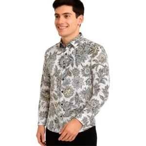 Floral Paisley Print Shirt - White & Black