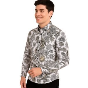Floral Paisley Print Shirt - White & Black