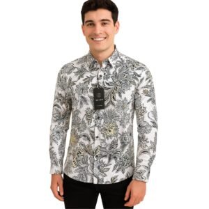 Floral Paisley Print Shirt - White & Black