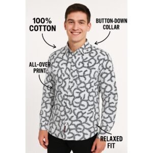 Floral Print Button-Up Shirt - White