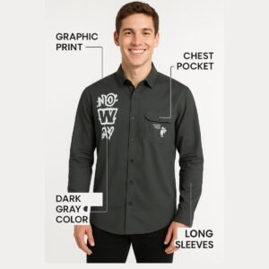 Graphic Print Shirt - Olive Green