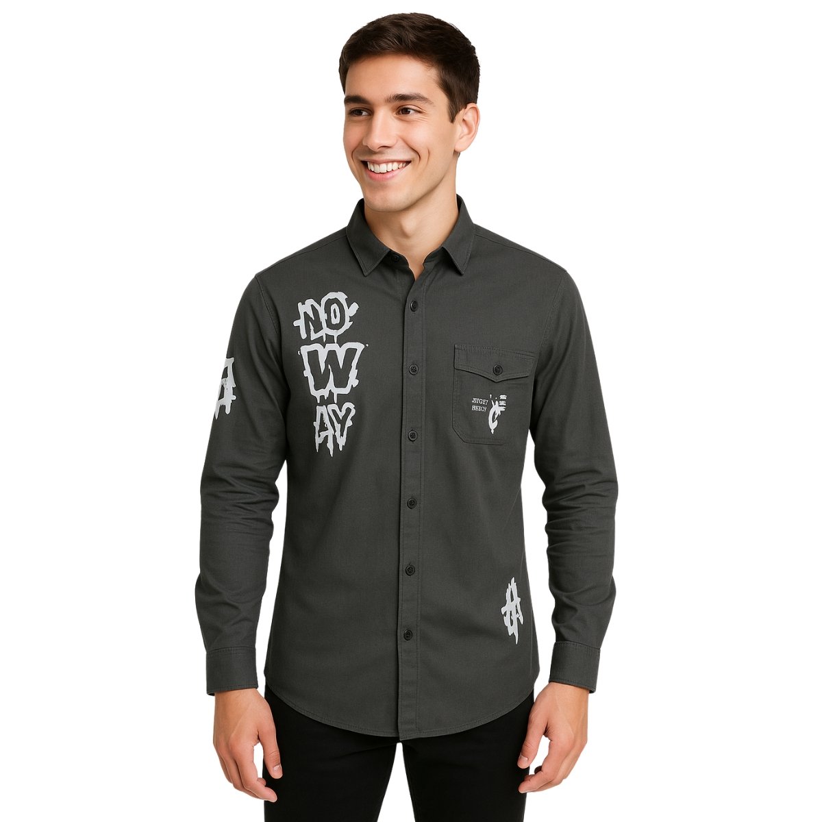 Graphic Print Shirt - Olive Green