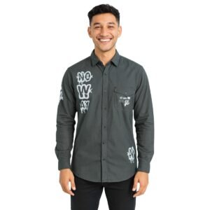 Graphic Print Shirt - Olive Green