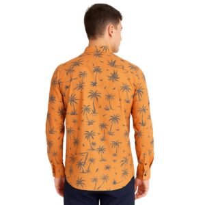 Palm Tree Print Orange Shirt for Men