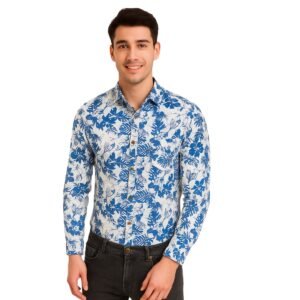 Tropical Floral Navy Blue Long Sleeve Shirt