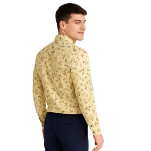 Yellow Floral Long Sleeve Shirt for Men