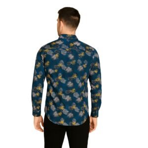 Yellow and Blue Tropical Print Shirt