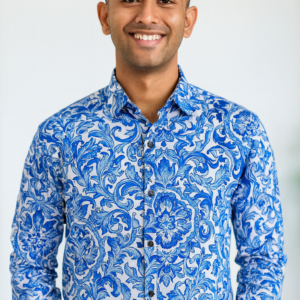 Stylesluxe Long Sleeve Printed Shirt for Men - Blue & White