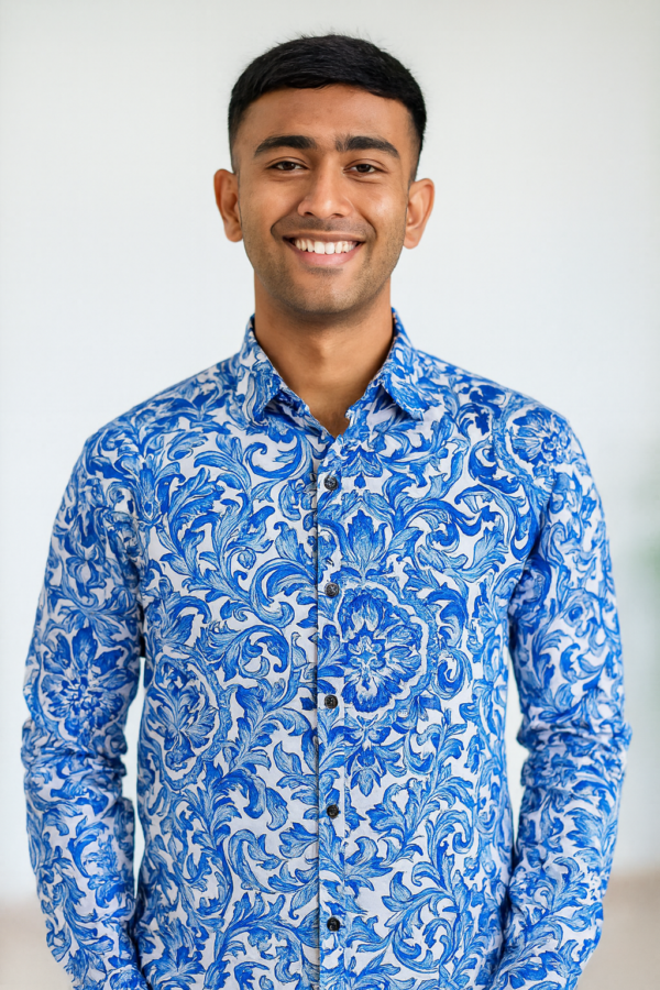 Stylesluxe Long Sleeve Printed Shirt for Men - Blue & White