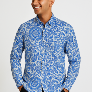Stylesluxe Long Sleeve Printed Shirt for Men - Blue & White