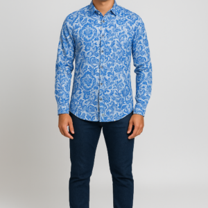 Stylesluxe Long Sleeve Printed Shirt for Men - Blue & White